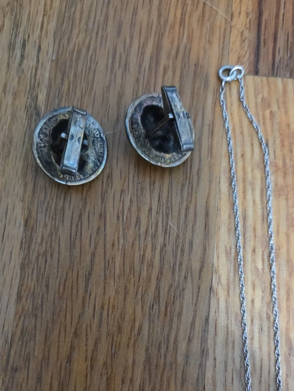 Silver-Tone Medallion Pendant Necklace And Cuff Links